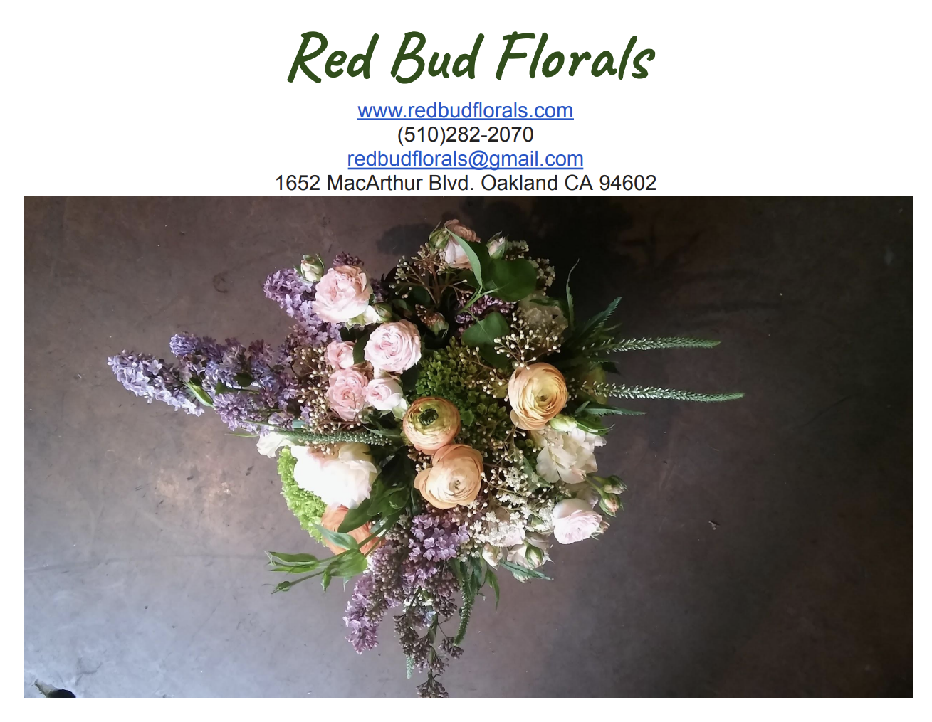 Ad for Red Bud Florals