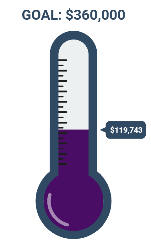 Thermometer filled to $119,743